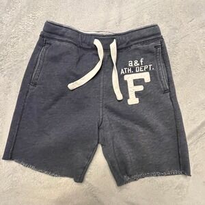 Abercrombie Kids Sweat Shorts Athletic Dept F Logo Drawstring Blue L Preppy